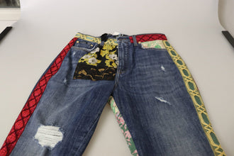 Blue Patchwork High Waist Denim Jeans Dolce & Gabbana