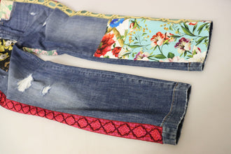 Blue Patchwork High Waist Denim Jeans Dolce & Gabbana