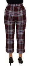 Gray Checked High Waist Cropped Trouser Pants Dolce & Gabbana