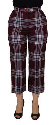 Gray Checked High Waist Cropped Trouser Pants Dolce & Gabbana