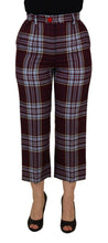 Gray Checked High Waist Cropped Trouser Pants Dolce & Gabbana