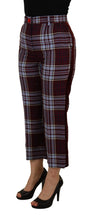 Gray Checked High Waist Cropped Trouser Pants Dolce & Gabbana