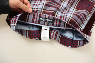 Gray Checked High Waist Cropped Trouser Pants Dolce & Gabbana
