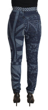 Blue Floral High Waist Skinny Denim Jeans Dolce & Gabbana