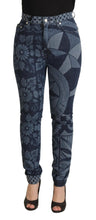 Blue Floral High Waist Skinny Denim Jeans Dolce & Gabbana