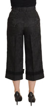 Black Brocade Cropped High Waist Pants Dolce & Gabbana