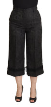 Black Brocade Cropped High Waist Pants Dolce & Gabbana