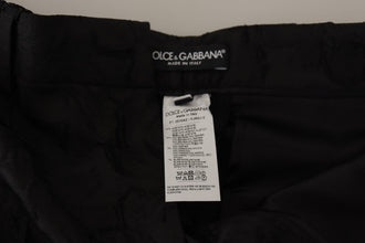 Black Brocade Cropped High Waist Pants Dolce & Gabbana