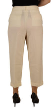 Ivory High Waist Cropped Folded Hem Trousers Pants Dolce & Gabbana