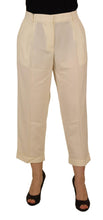 Ivory High Waist Cropped Folded Hem Trousers Pants Dolce & Gabbana