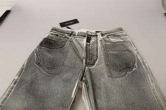 Grey Washed High Waist Denim Pants Cotton Jeans Dolce & Gabbana