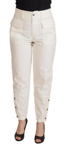 White High Waist Tapered Women Cotton Pants Dolce & Gabbana