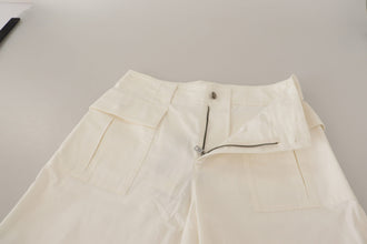 White High Waist Tapered Women Cotton Pants Dolce & Gabbana