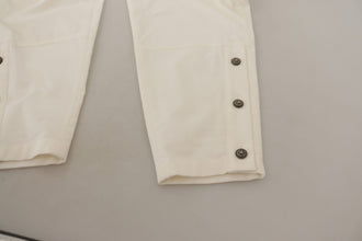 White High Waist Tapered Women Cotton Pants Dolce & Gabbana