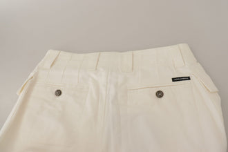 White High Waist Tapered Women Cotton Pants Dolce & Gabbana