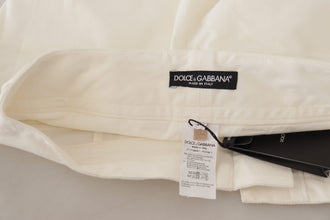 White High Waist Tapered Women Cotton Pants Dolce & Gabbana