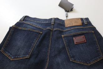Blue Cotton High Waist Skinny Denim Jeans Dolce & Gabbana
