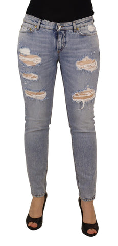 Blue Cotton Stretch Skinny Low Waist Denim Jeans Dolce & Gabbana