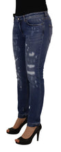 Blue Washed Cotton Skinny Low Waist Denim Jeans Dolce & Gabbana