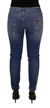 Blue Washed Cotton Skinny Low Waist Denim Jeans Dolce & Gabbana