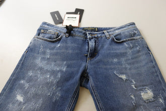 Blue Washed Cotton Skinny Low Waist Denim Jeans Dolce & Gabbana