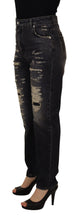 Black Washed Tattered High Waist Denim Jeans Dolce & Gabbana