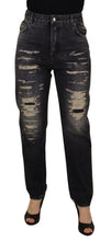 Black Washed Tattered High Waist Denim Jeans Dolce & Gabbana