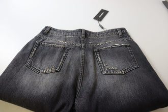 Black Washed Tattered High Waist Denim Jeans Dolce & Gabbana