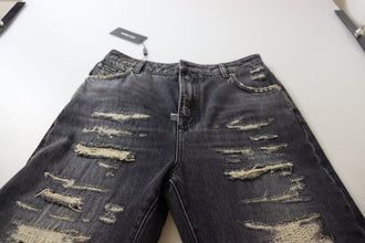 Black Washed Tattered High Waist Denim Jeans Dolce & Gabbana