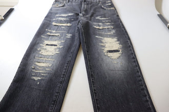 Black Washed Tattered High Waist Denim Jeans Dolce & Gabbana