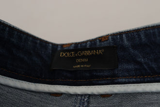 Blue Denim Crystal Embellished Pants Jeans Dolce & Gabbana