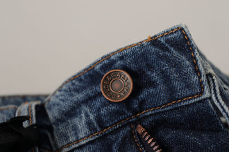 Blue Denim Baroque Heart Logo Patch Pants Jeans Dolce & Gabbana