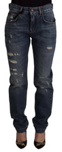 Blue Denim Baroque Heart Logo Patch Pants Jeans Dolce & Gabbana