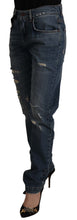 Blue Denim Baroque Heart Logo Patch Pants Jeans Dolce & Gabbana