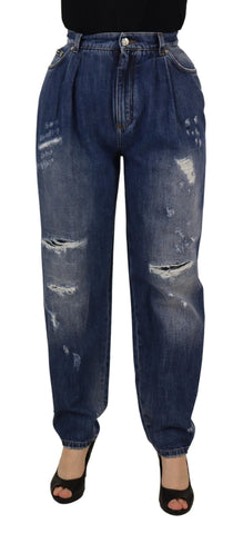 Blue Washed High Waist Loose Fit Pants Dolce & Gabbana