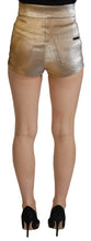 Gold Cotton Blend Glittered Hot Shorts Dolce & Gabbana