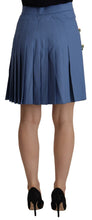 Blue Embellished Pleated Mini Skirt Wool Dolce & Gabbana