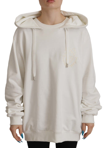 White Hoodie Pullover Embroidered Sweater Dolce & Gabbana