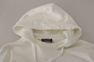 White Hoodie Pullover Embroidered Sweater Dolce & Gabbana