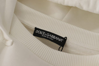 White Hoodie Pullover Embroidered Sweater Dolce & Gabbana