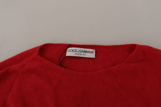 Red Wool Knit Round Neck Pullover Sweater Dolce & Gabbana