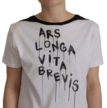 White Slogan Print Round Neck Cotton  T-shirt Dolce & Gabbana