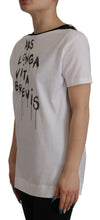 White Slogan Print Round Neck Cotton  T-shirt Dolce & Gabbana