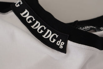 White Slogan Print Round Neck Cotton  T-shirt Dolce & Gabbana