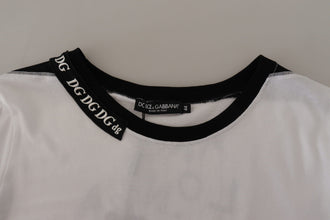 White Slogan Print Round Neck Cotton  T-shirt Dolce & Gabbana