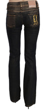 Black Washed Mid Waist Flared Denim Pants Cotton John Galliano