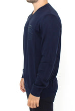 Blue Wool Blend V-neck Pullover Sweater Ermanno Scervino