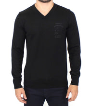 Black Wool Blend V-neck Pullover Sweater Ermanno Scervino