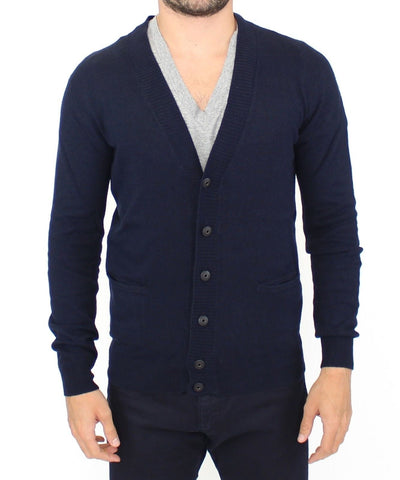 Blue Wool Cashmere Cardigan Pullover Sweater Ermanno Scervino