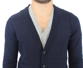 Blue Wool Cashmere Cardigan Pullover Sweater Ermanno Scervino